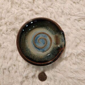 Handcrafted Studio Pottery Salt Dip Dish With Spout Signed